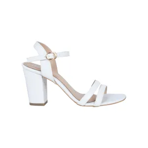 Elegant White Block Heel Sandals with Strappy Design | 248D-W