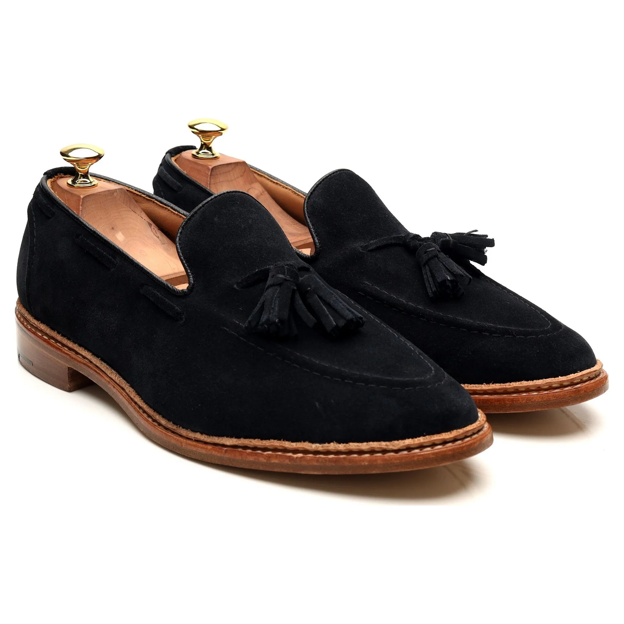 'Elton' Light Black Suede Tassel Loafers UK 9