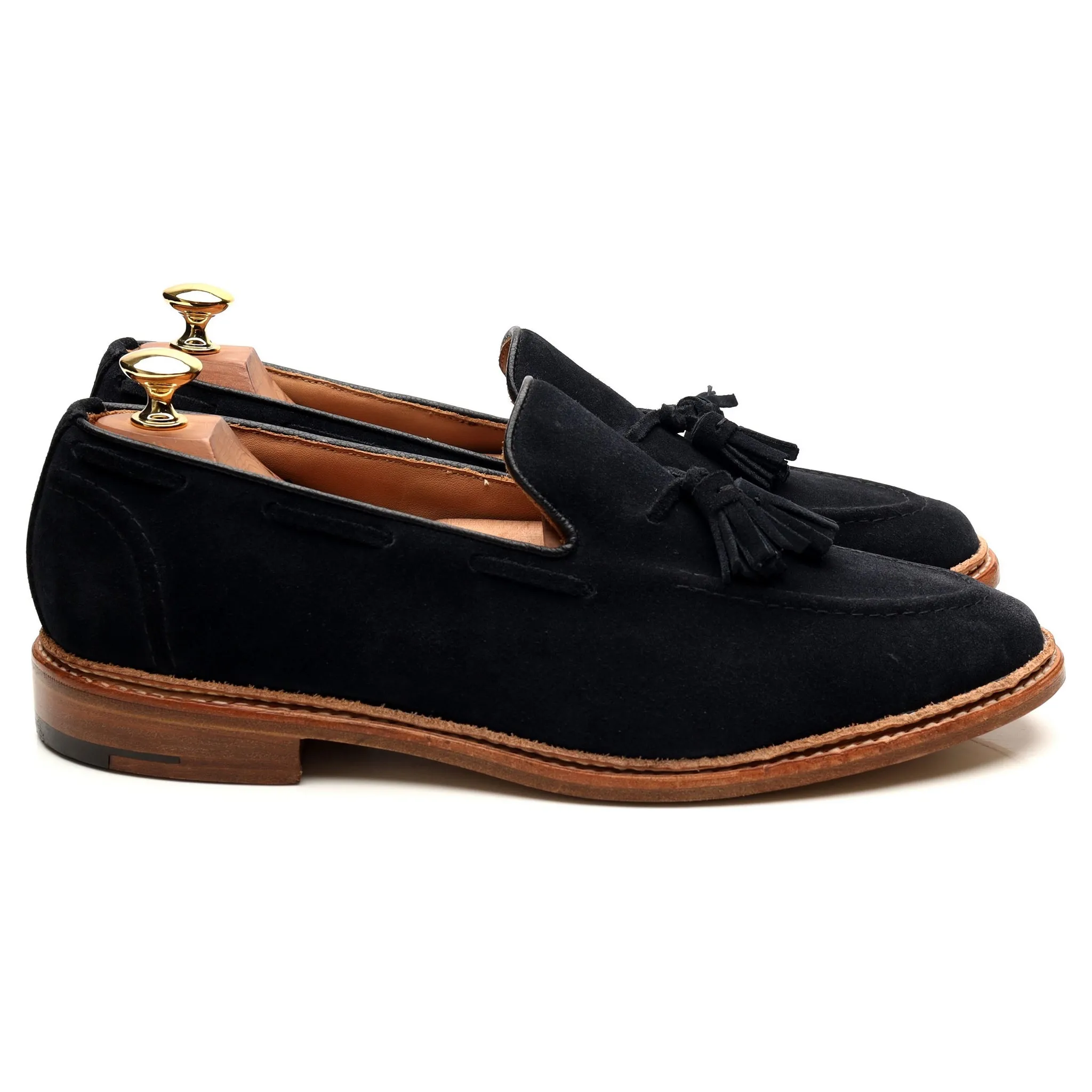 'Elton' Light Black Suede Tassel Loafers UK 9