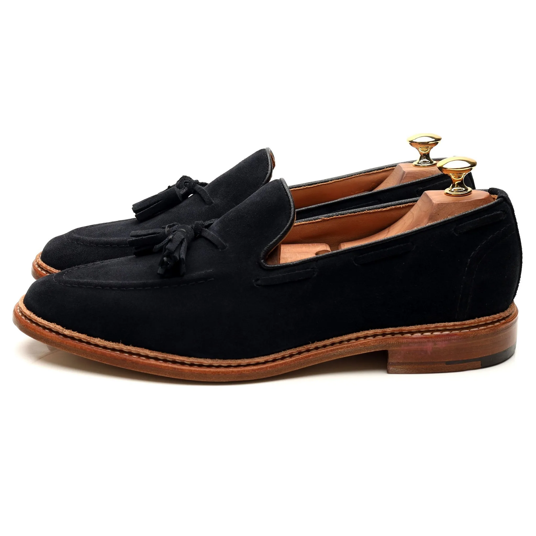 'Elton' Light Black Suede Tassel Loafers UK 9