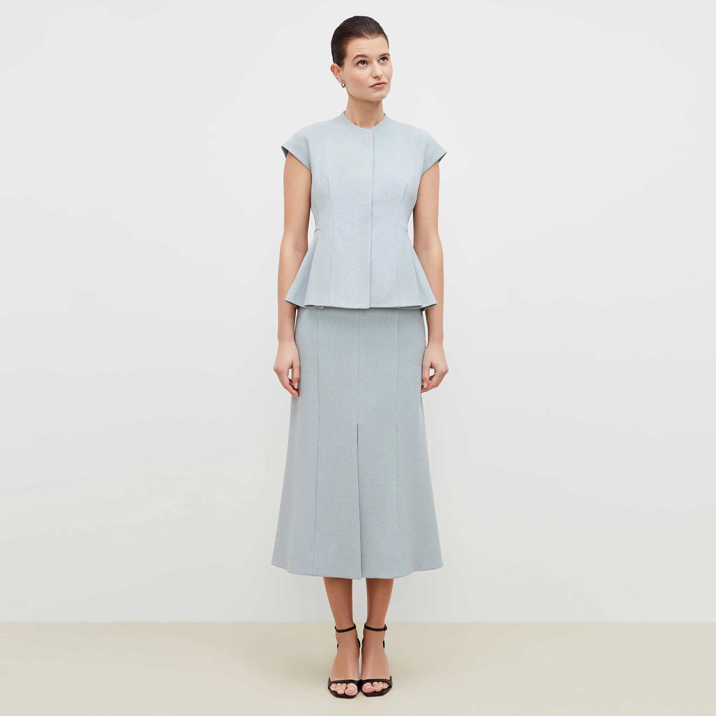 Eva Skirt - Textured Suiting :: Powder Blue