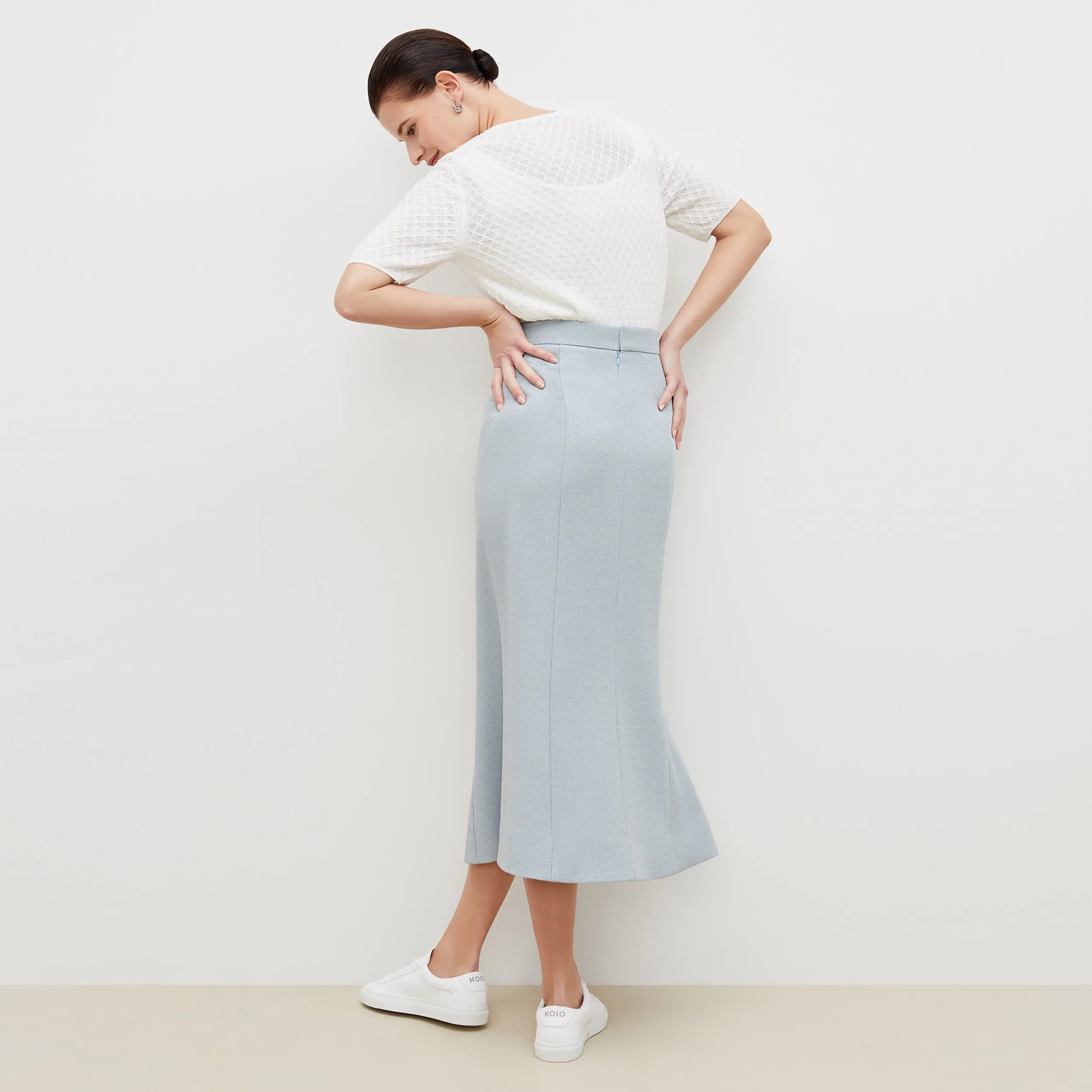 Eva Skirt - Textured Suiting :: Powder Blue