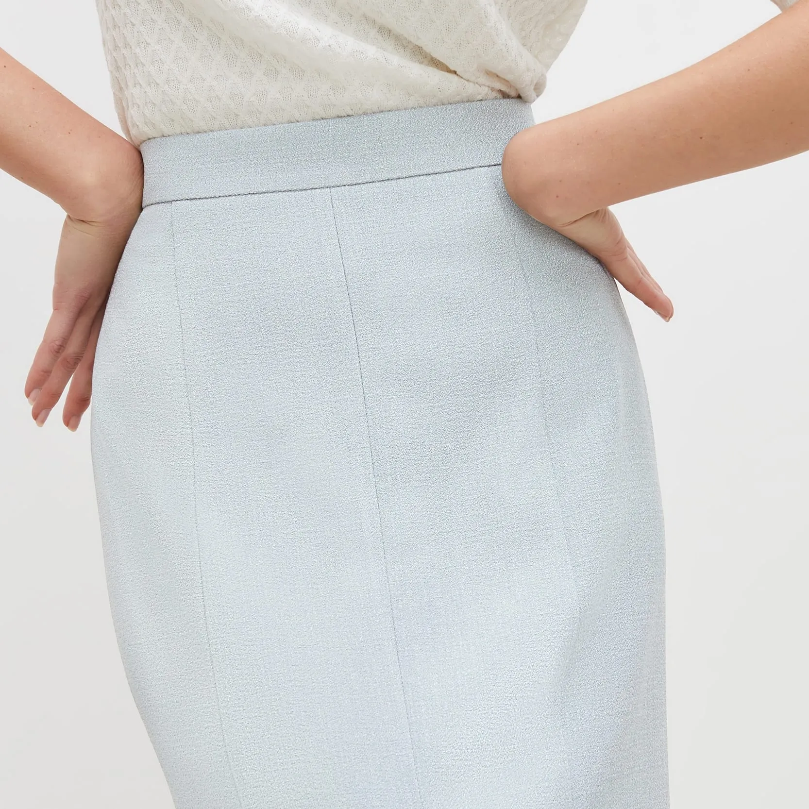 Eva Skirt - Textured Suiting :: Powder Blue