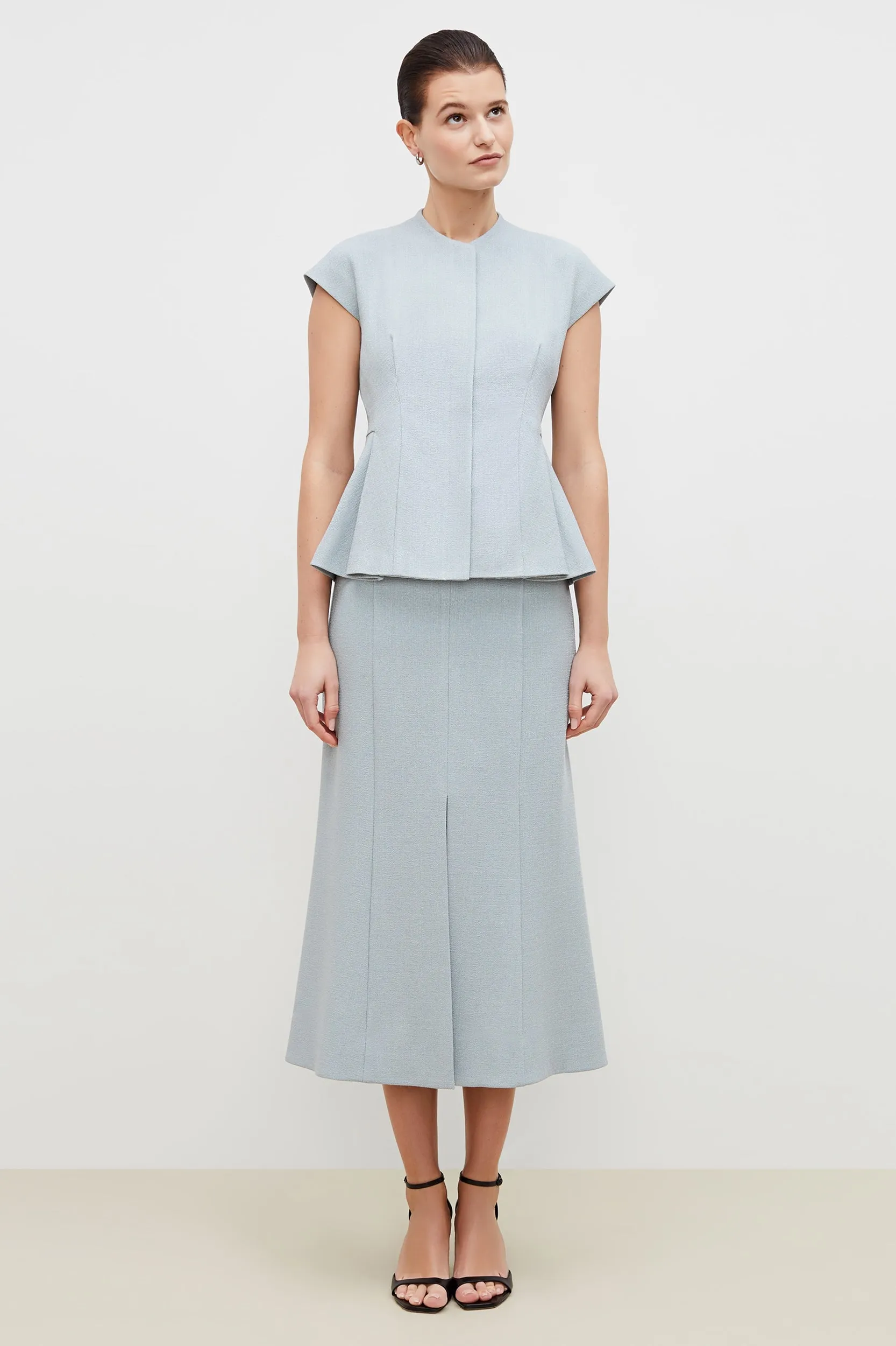 Eva Skirt - Textured Suiting :: Powder Blue