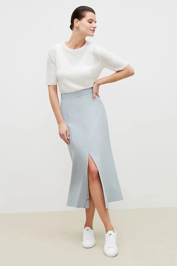 Eva Skirt - Textured Suiting :: Powder Blue