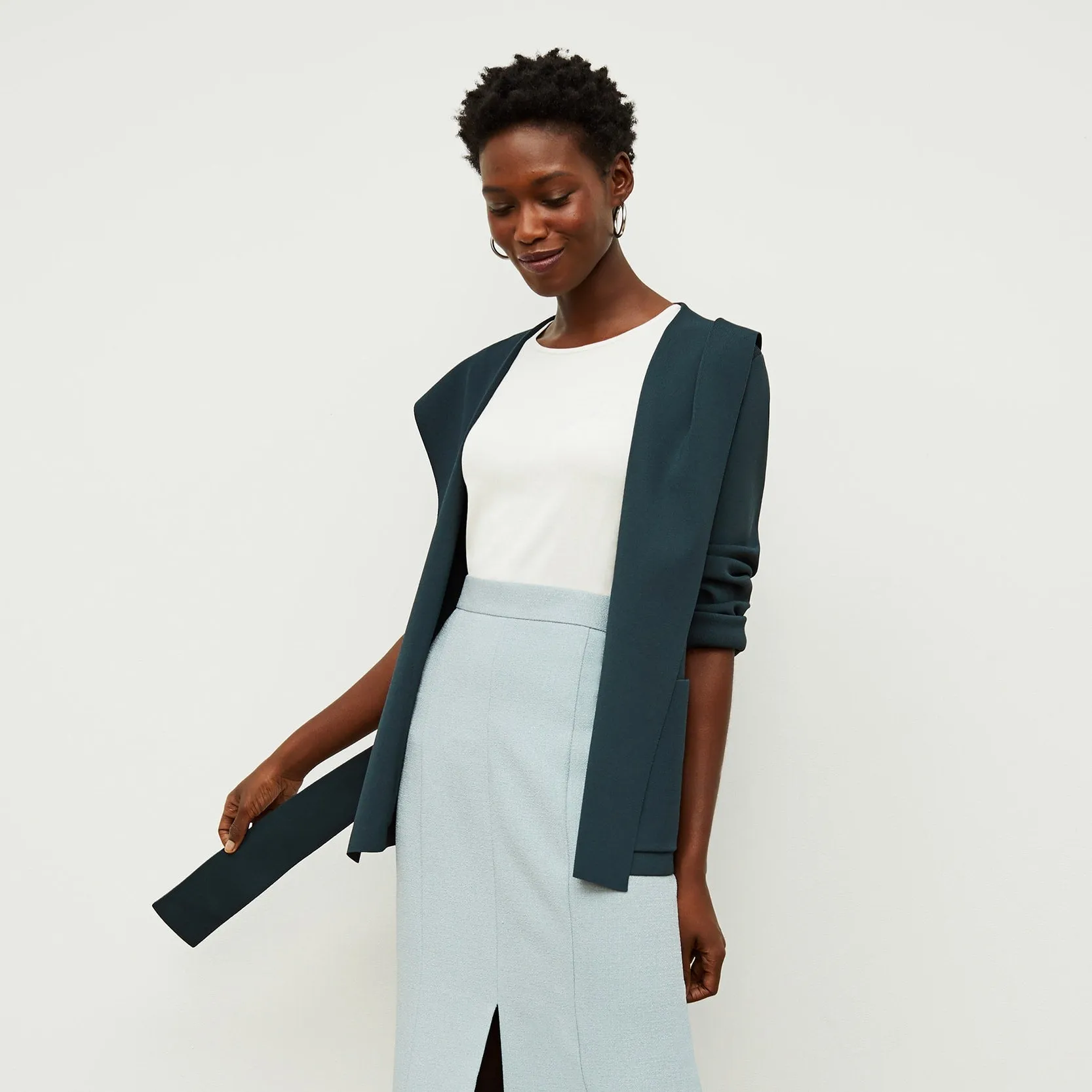 Eva Skirt - Textured Suiting :: Powder Blue