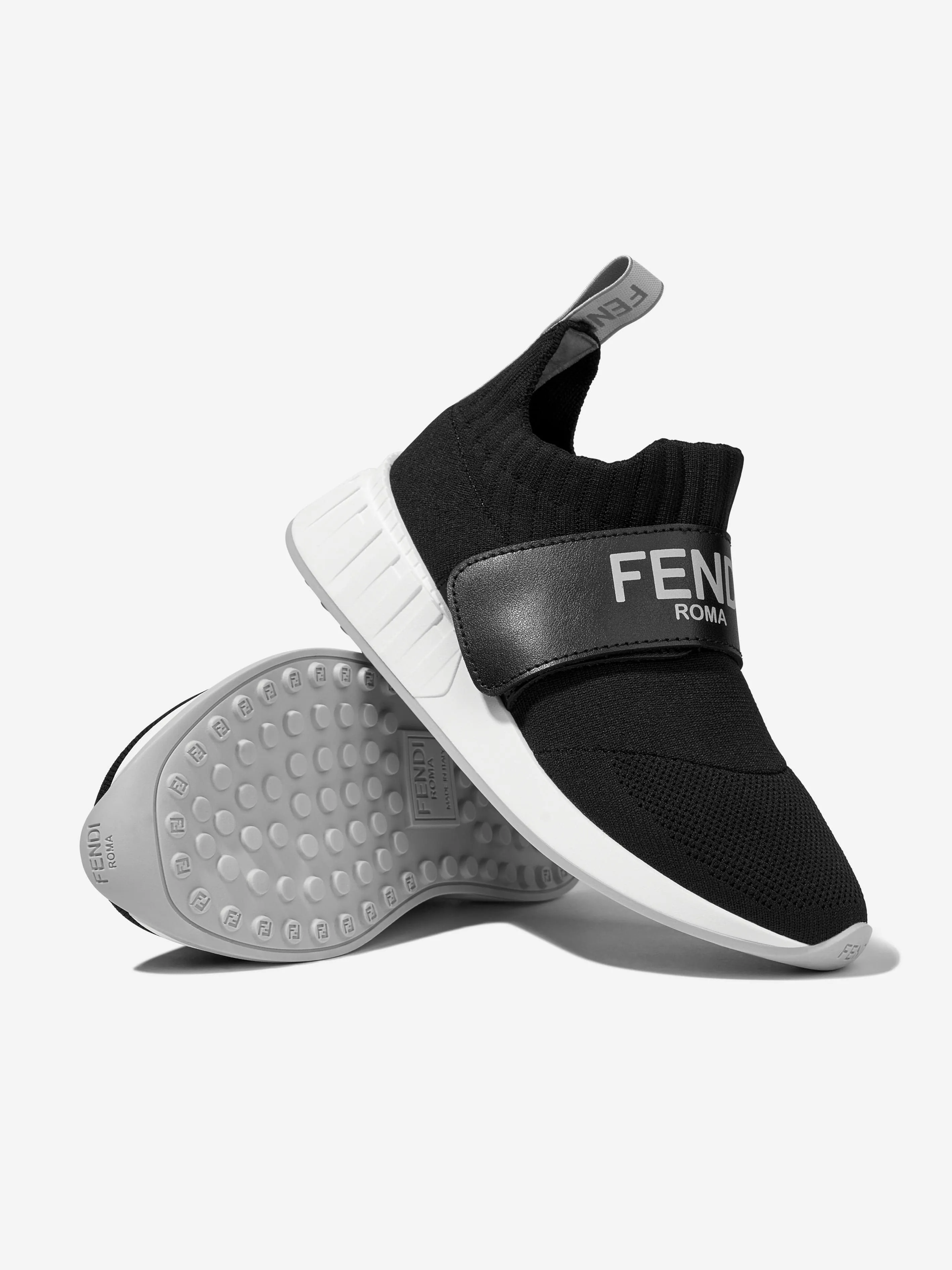 Fendi Kids Logo Slip On Trainers in Black