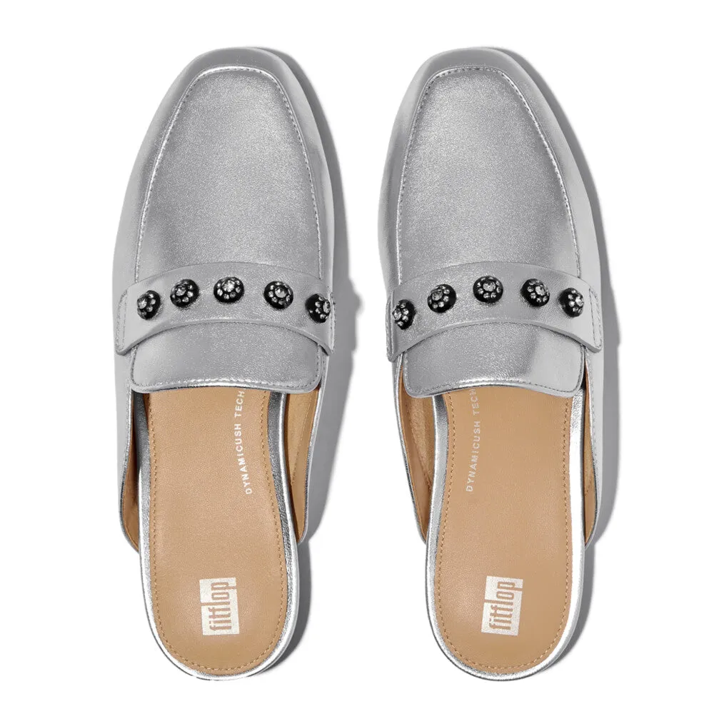 Fitflop Delicato Crystal Cluster Soft M/Leather Mules Silver