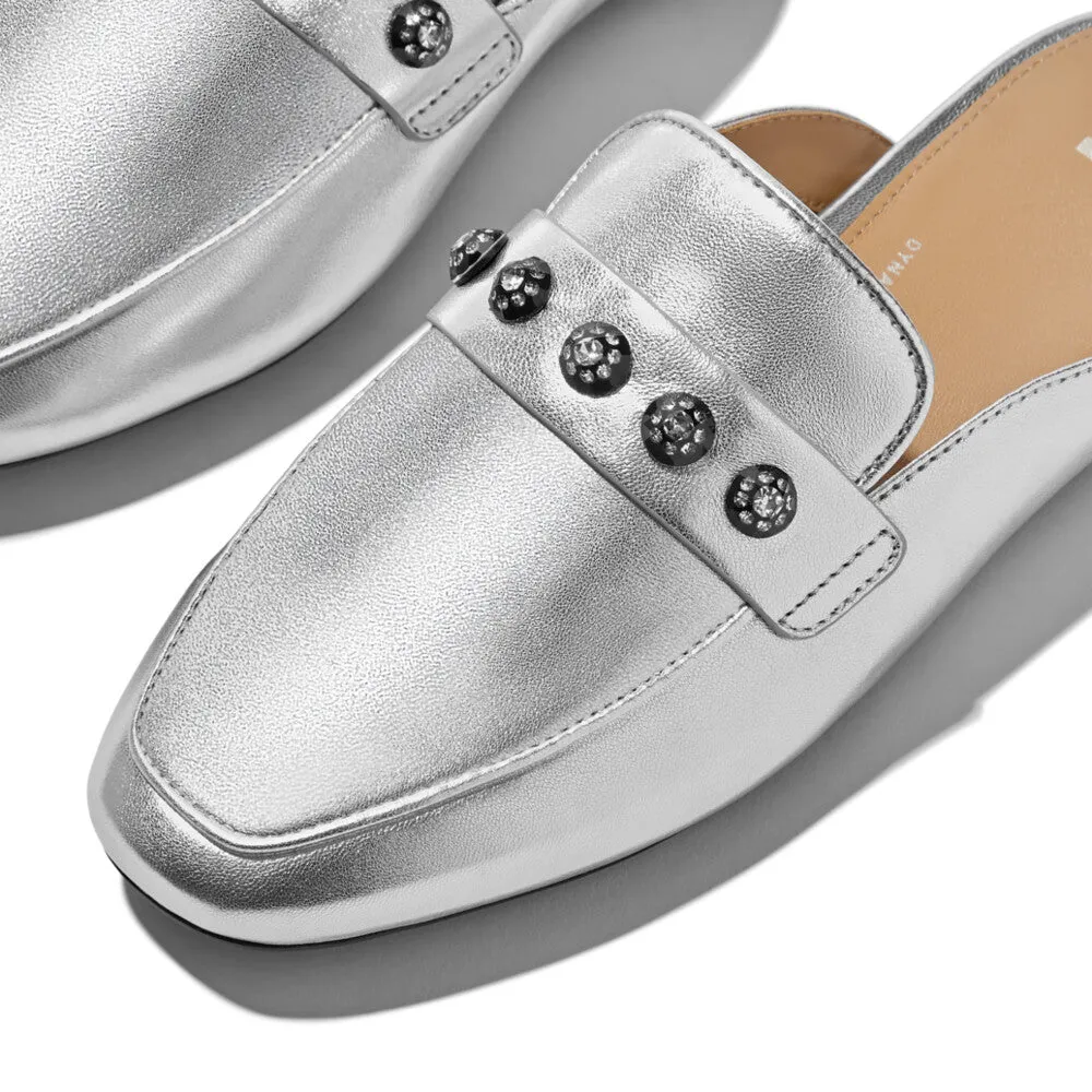 Fitflop Delicato Crystal Cluster Soft M/Leather Mules Silver