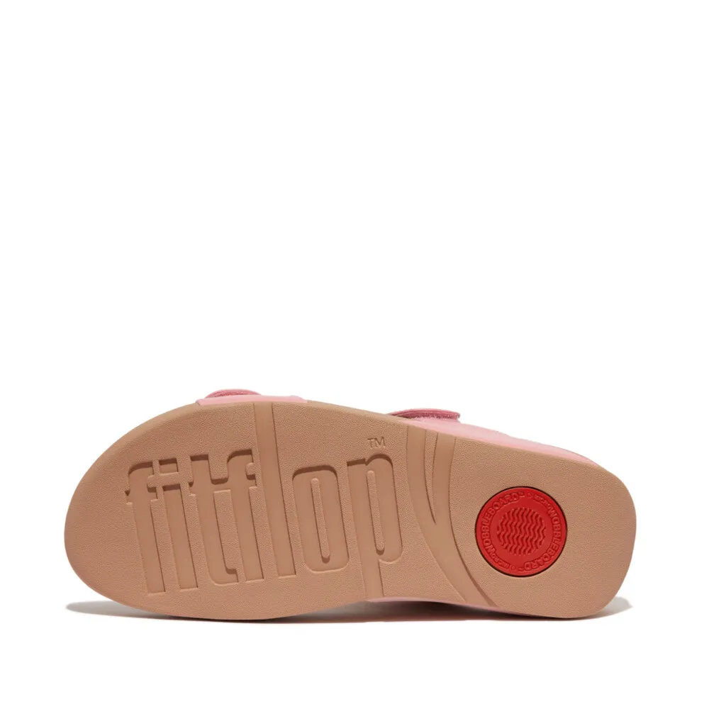 FitFlop Lulu Leather Velcro Adjustable Slides Blush