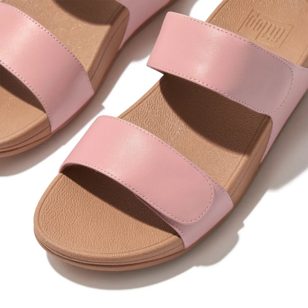 FitFlop Lulu Leather Velcro Adjustable Slides Blush