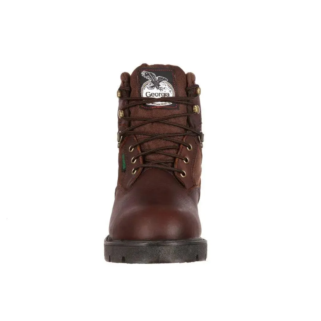 Georgia Boot Mens 6â€? Brown Steel Toe Waterproof Work Boot G105