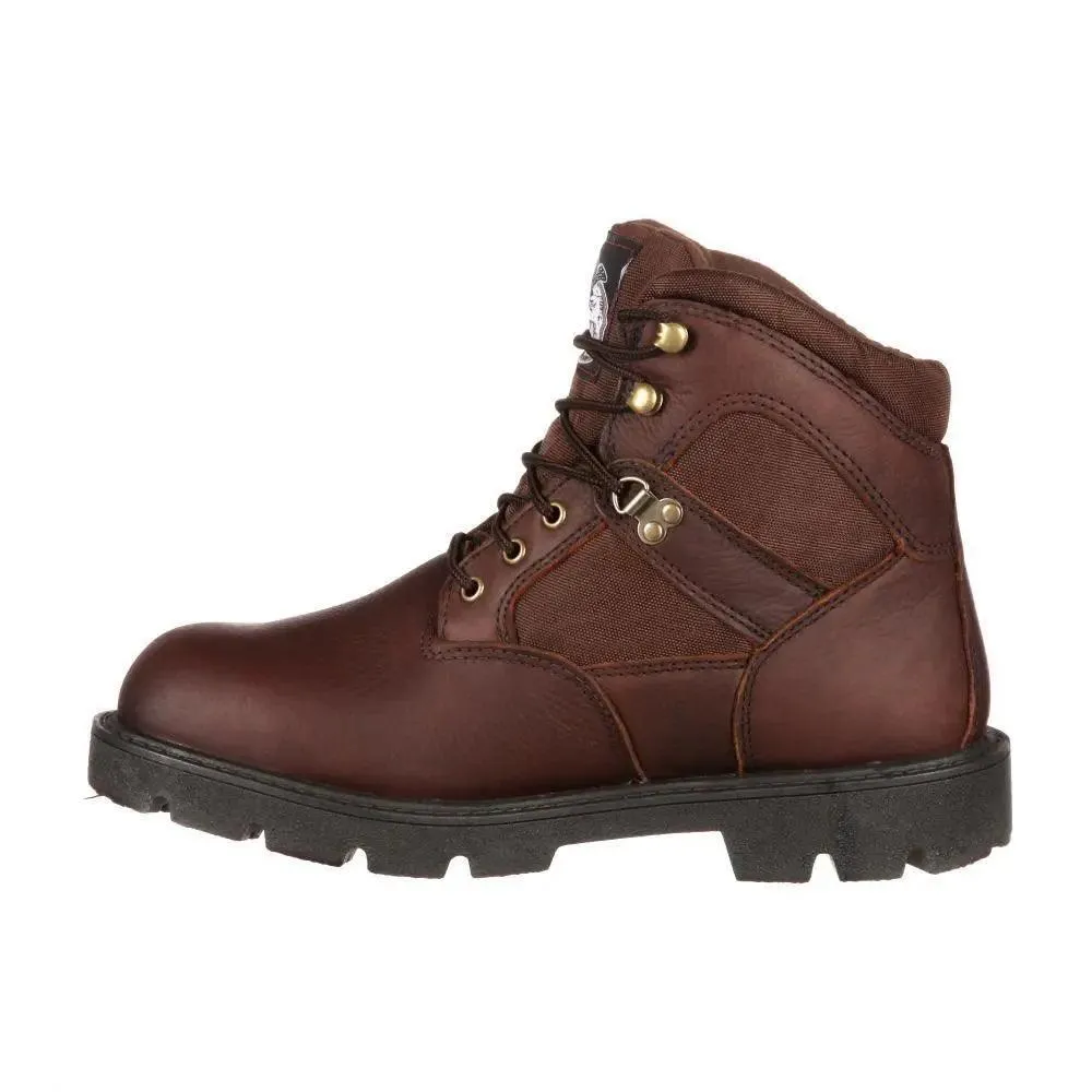 Georgia Boot Mens 6â€? Brown Steel Toe Waterproof Work Boot G105