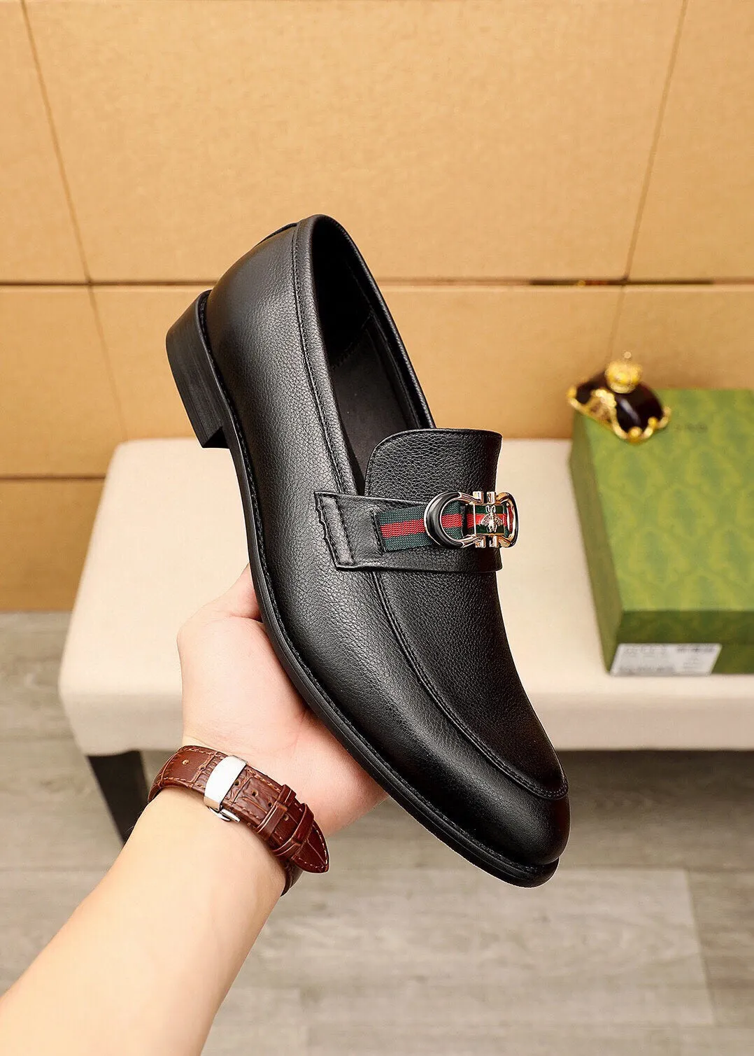 GG LOAFERS MENS MATTE BLACK COWHIDE