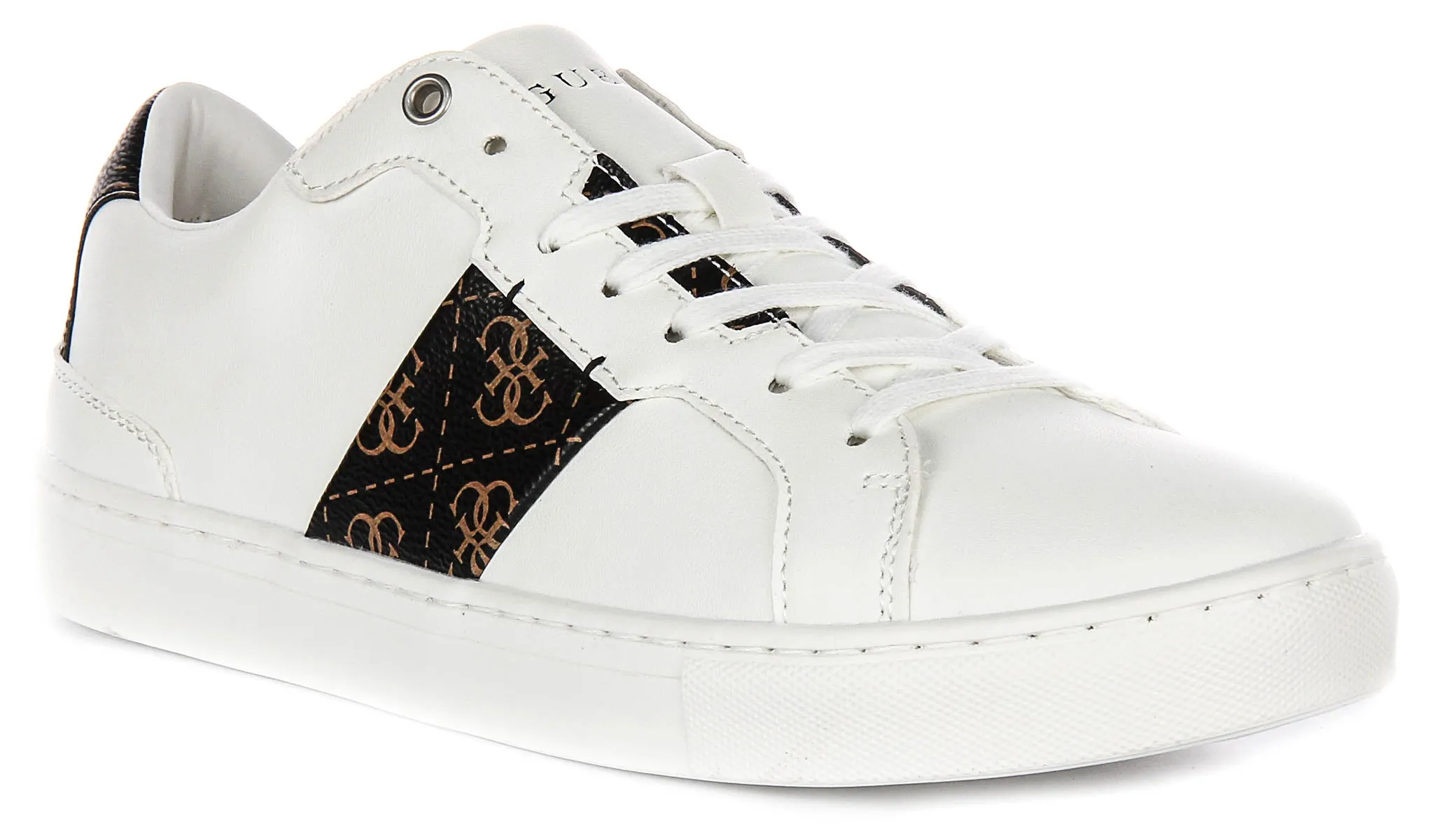 Guess Todi 4G Sneaker In White Brown For Men