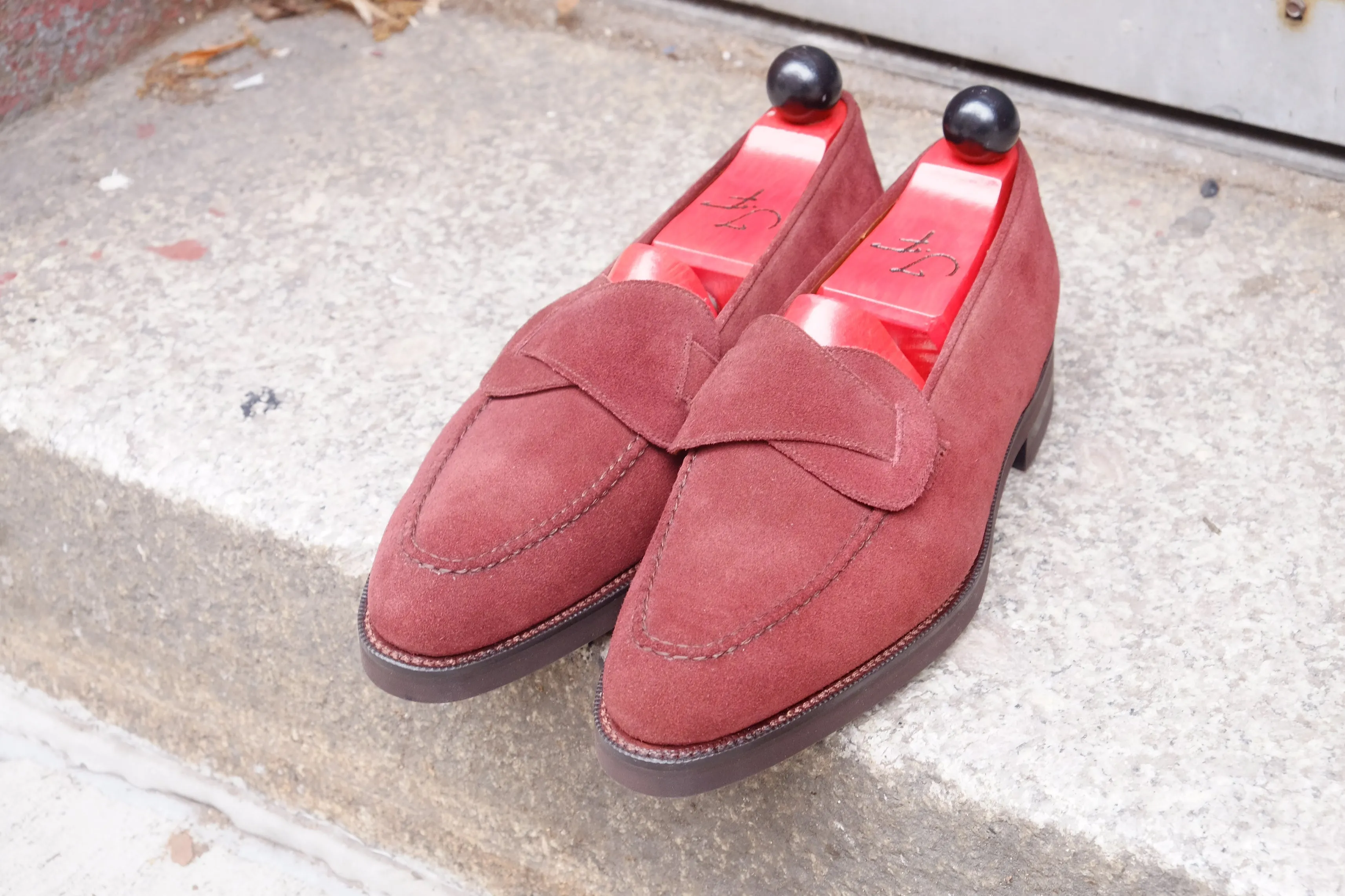 Hawthorne - MTO - Burgundy Suede - TMG Last - Double Country Rubber Sole