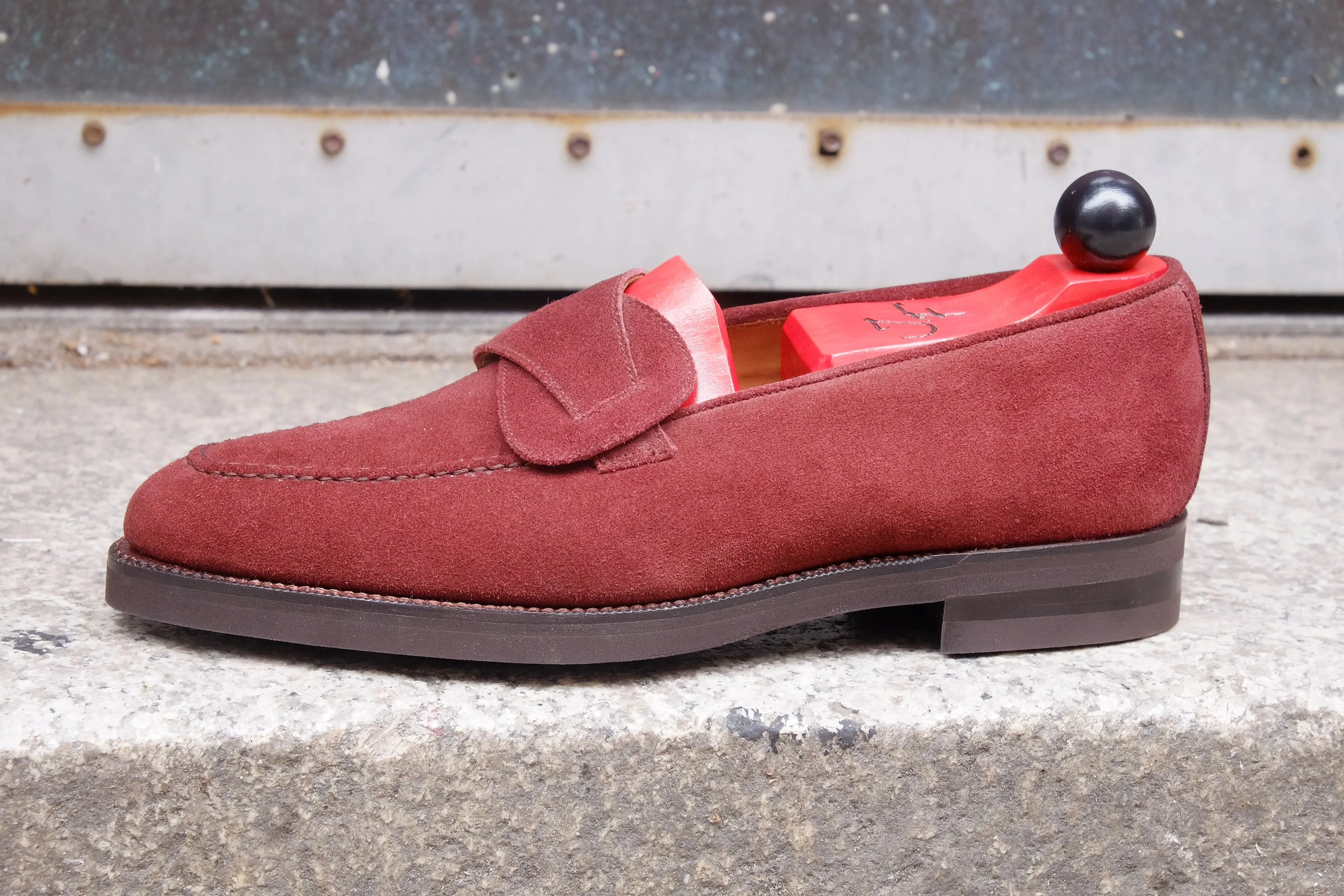 Hawthorne - MTO - Burgundy Suede - TMG Last - Double Country Rubber Sole