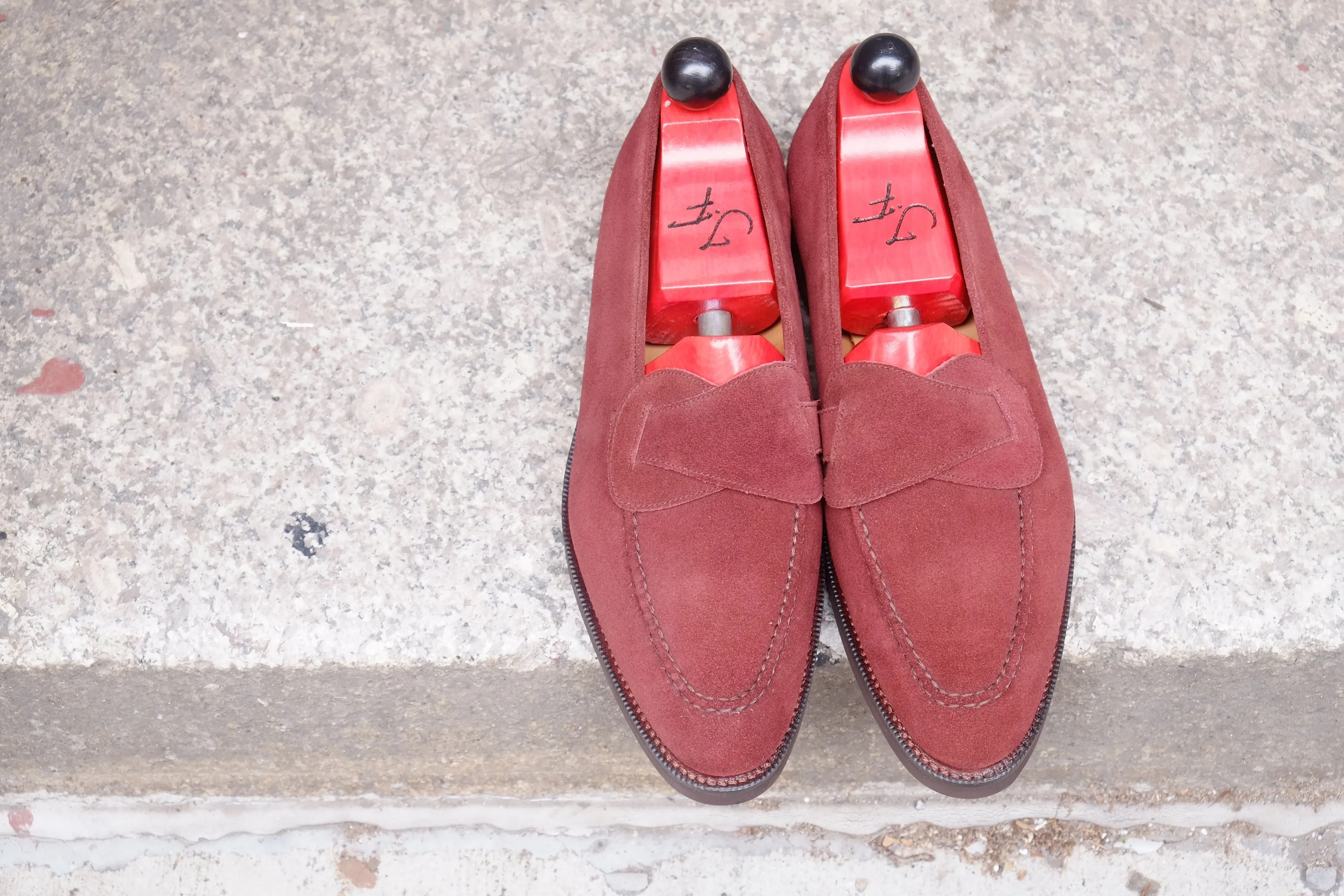 Hawthorne - MTO - Burgundy Suede - TMG Last - Double Country Rubber Sole