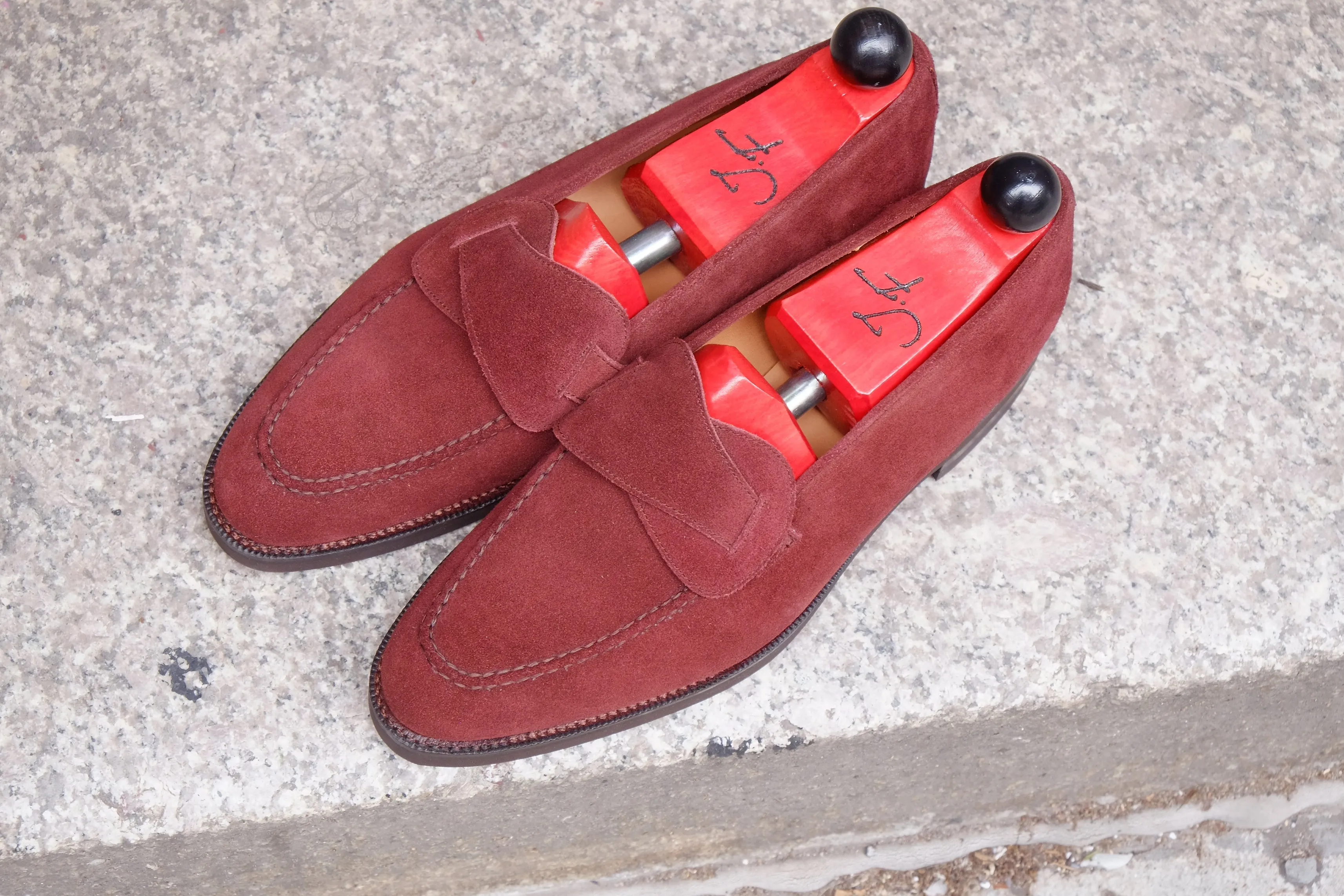 Hawthorne - MTO - Burgundy Suede - TMG Last - Double Country Rubber Sole