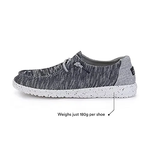 Hey Dude Women's Wendy Sox Dark Grey Size 8 | Women’s Shoes | Women’s Lace Up Loafers | Comfortable & Light-Weight