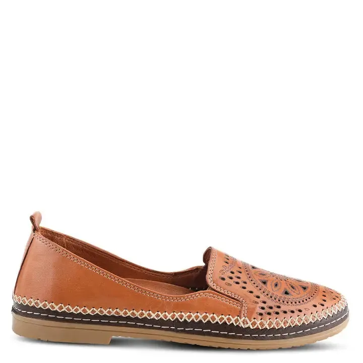 Ingrid Slip on Shoes- Camel Leather