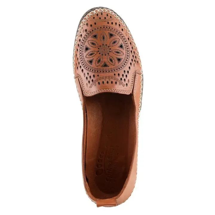 Ingrid Slip on Shoes- Camel Leather