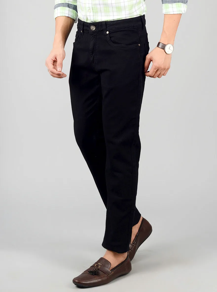 Jet Black Solid Straight Fit Jeans | Greenfibre