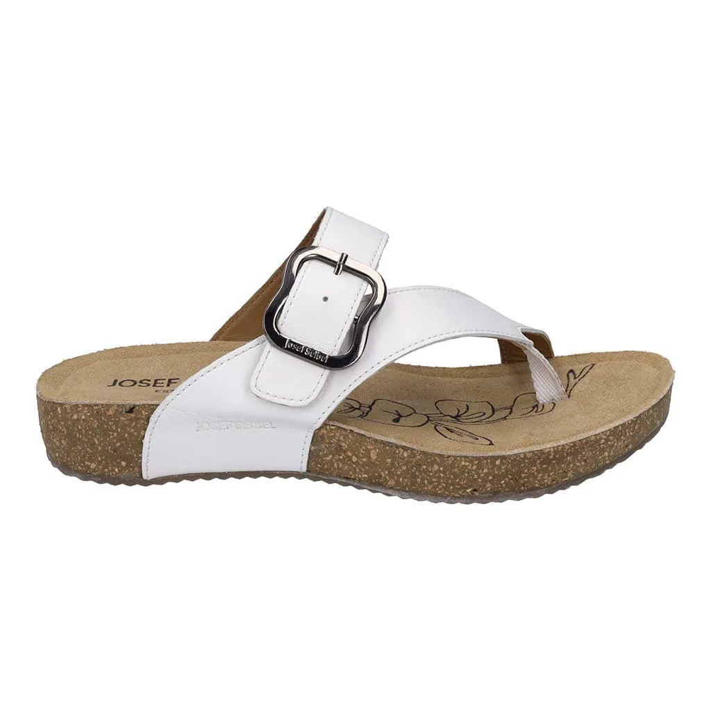 Josef Seibel Tonga 77 Ladies White Leather Arch Support Touch Fastening Sandals