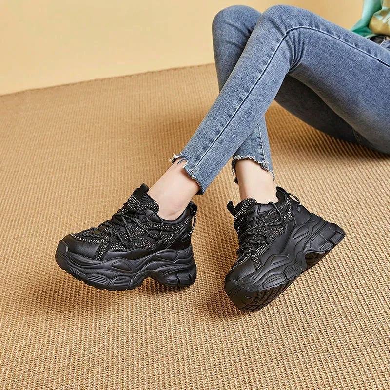 Joskaa 2024 New Vulcanize Black Platform Sneakers