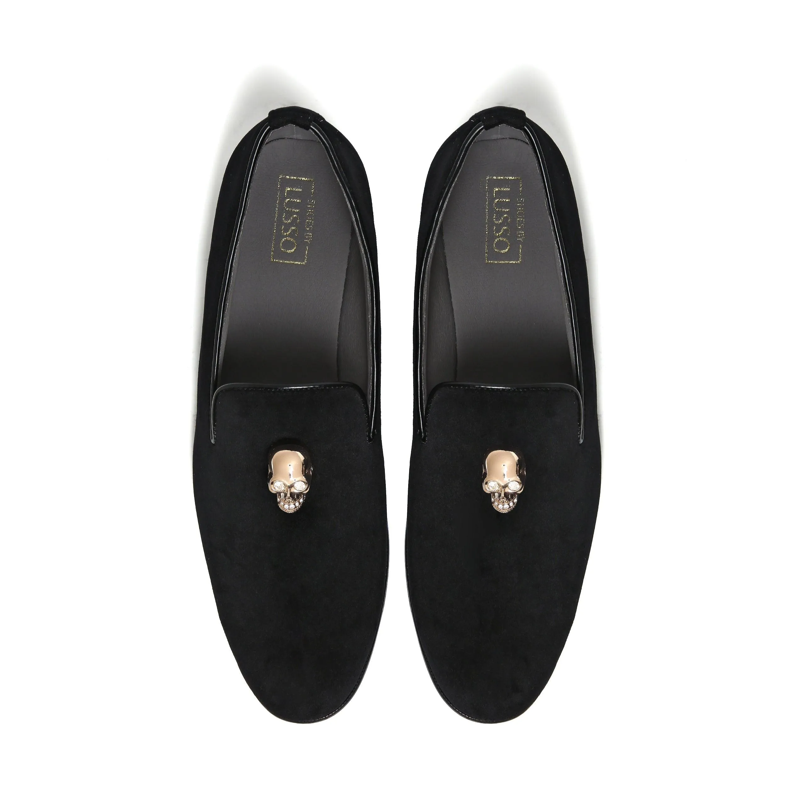 KANE | BLACK VELVET GOLDEN SKULL SLIP-ON