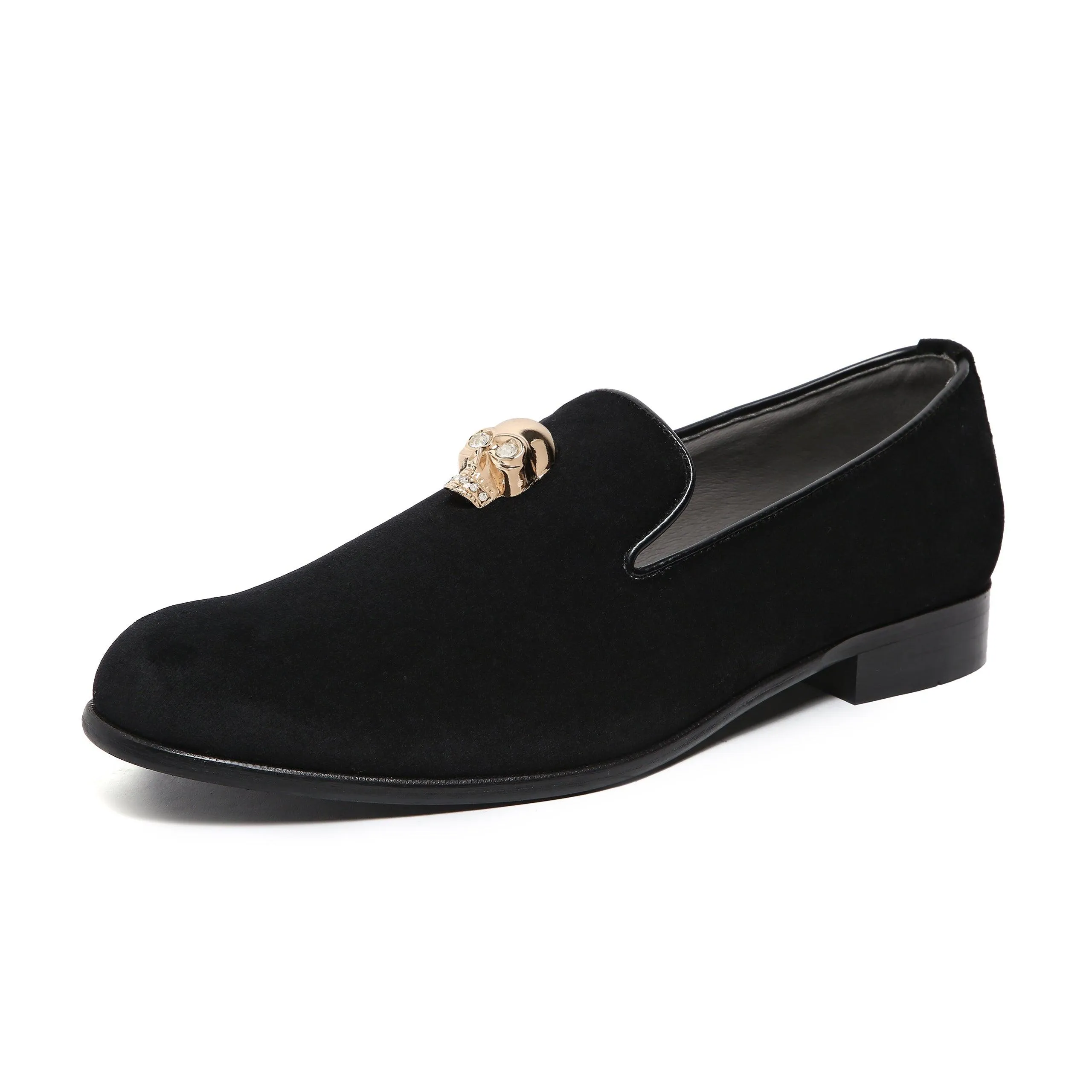 KANE | BLACK VELVET GOLDEN SKULL SLIP-ON