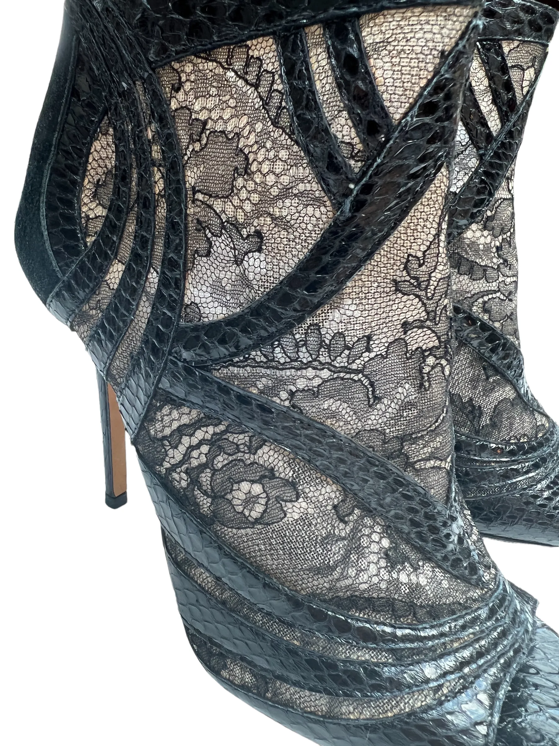 Lace High Heel Booties - 7