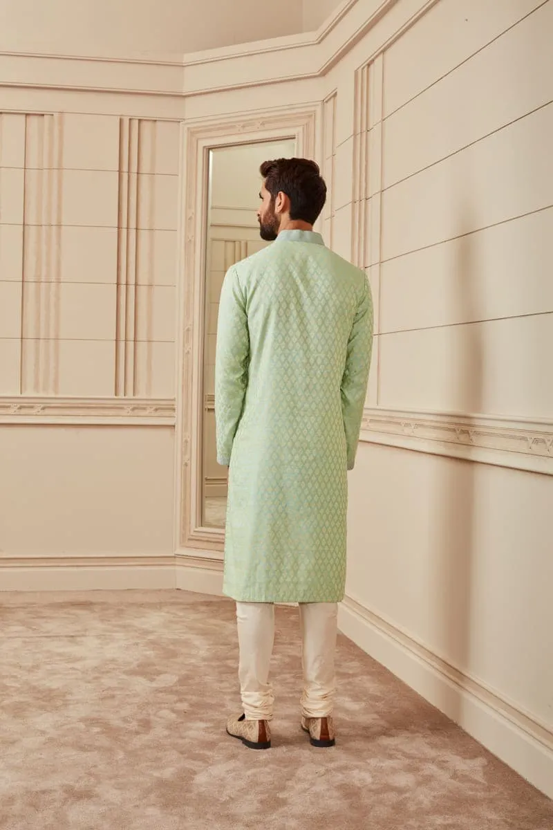 Light Blue Jacquard Kurta Set