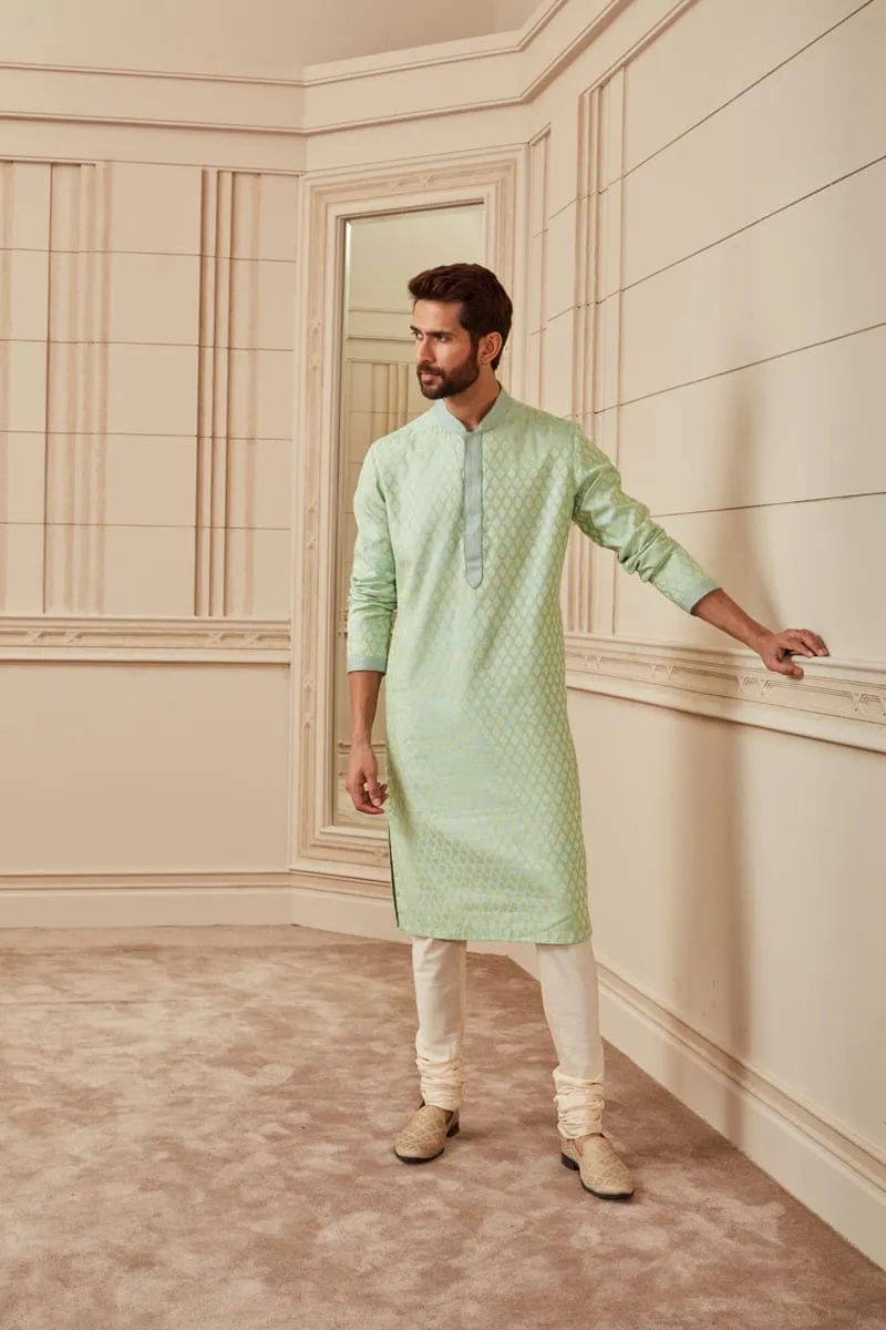 Light Blue Jacquard Kurta Set