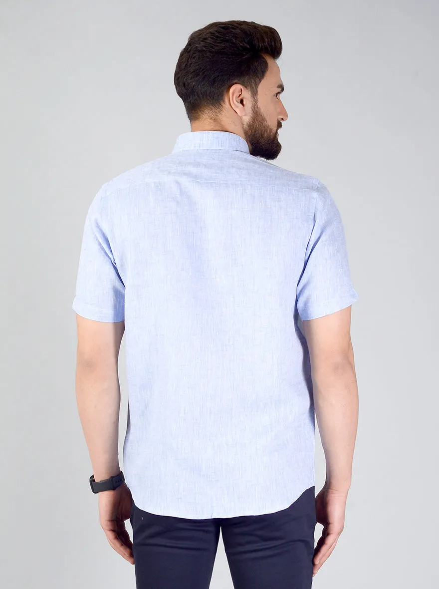 Light Blue Self Textured Regular Fit Formal Shirt | JadeBlue