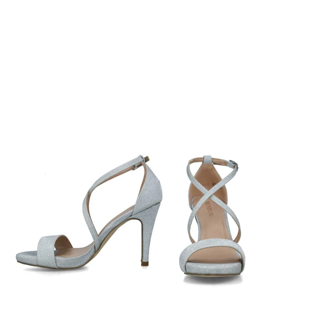 Lustrous Silver Strappy Evening Sandals