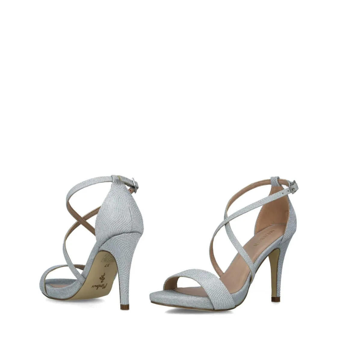 Lustrous Silver Strappy Evening Sandals