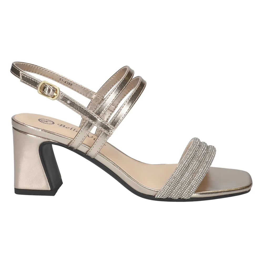 Majesty Rhinestone Metallic Sling Back Sandals