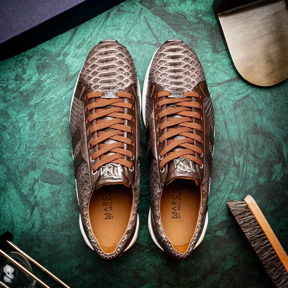 Marco Di Milano VERONA Brown Python & Calfskin Sneakers