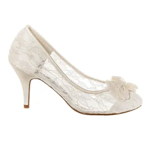 Medium Stiletto Heel Rounded Toe Lace Court Shoe