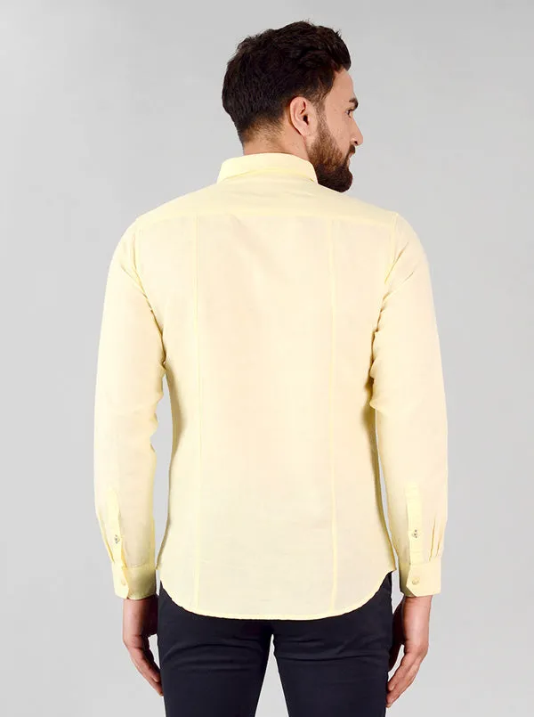 Mellow Yellow Solid Slim Fit Casual Shirt | JadeBlue