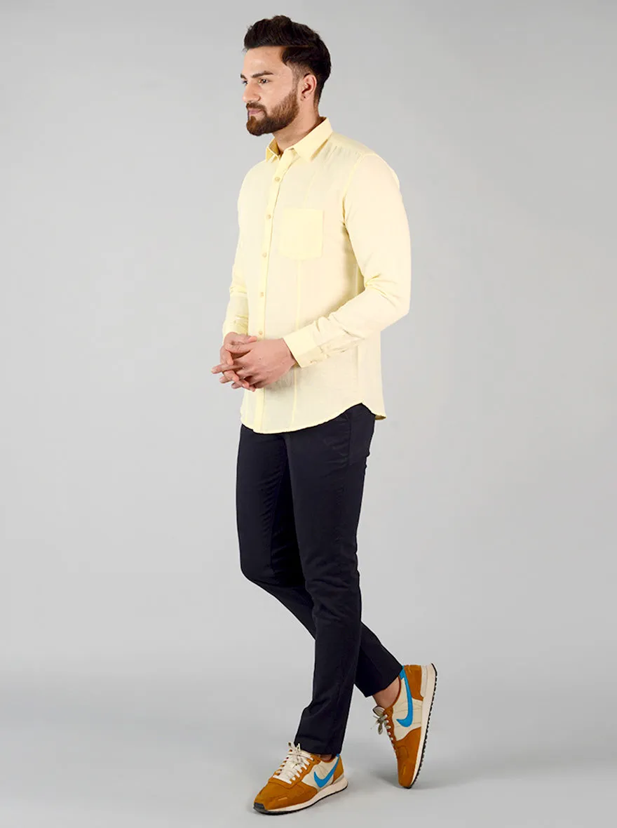 Mellow Yellow Solid Slim Fit Casual Shirt | JadeBlue