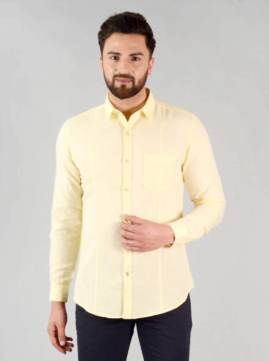 Mellow Yellow Solid Slim Fit Casual Shirt | JadeBlue