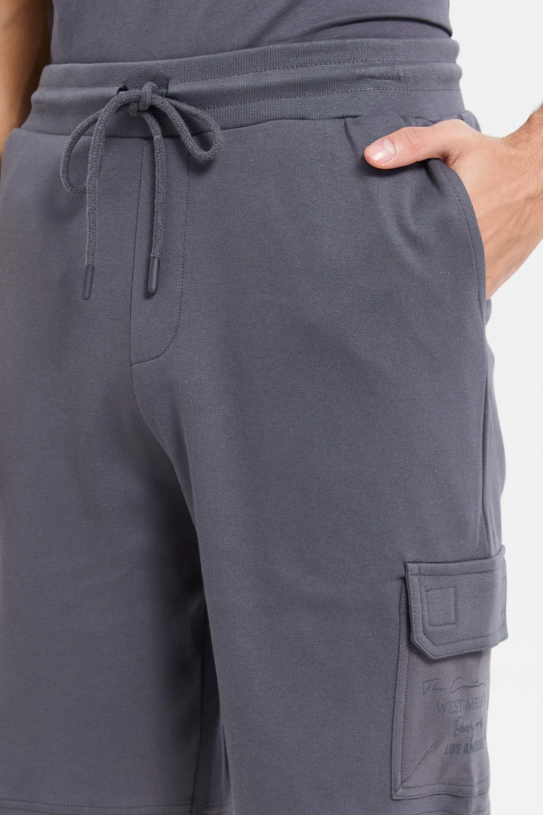 Men Charcoal Cargo Shorts