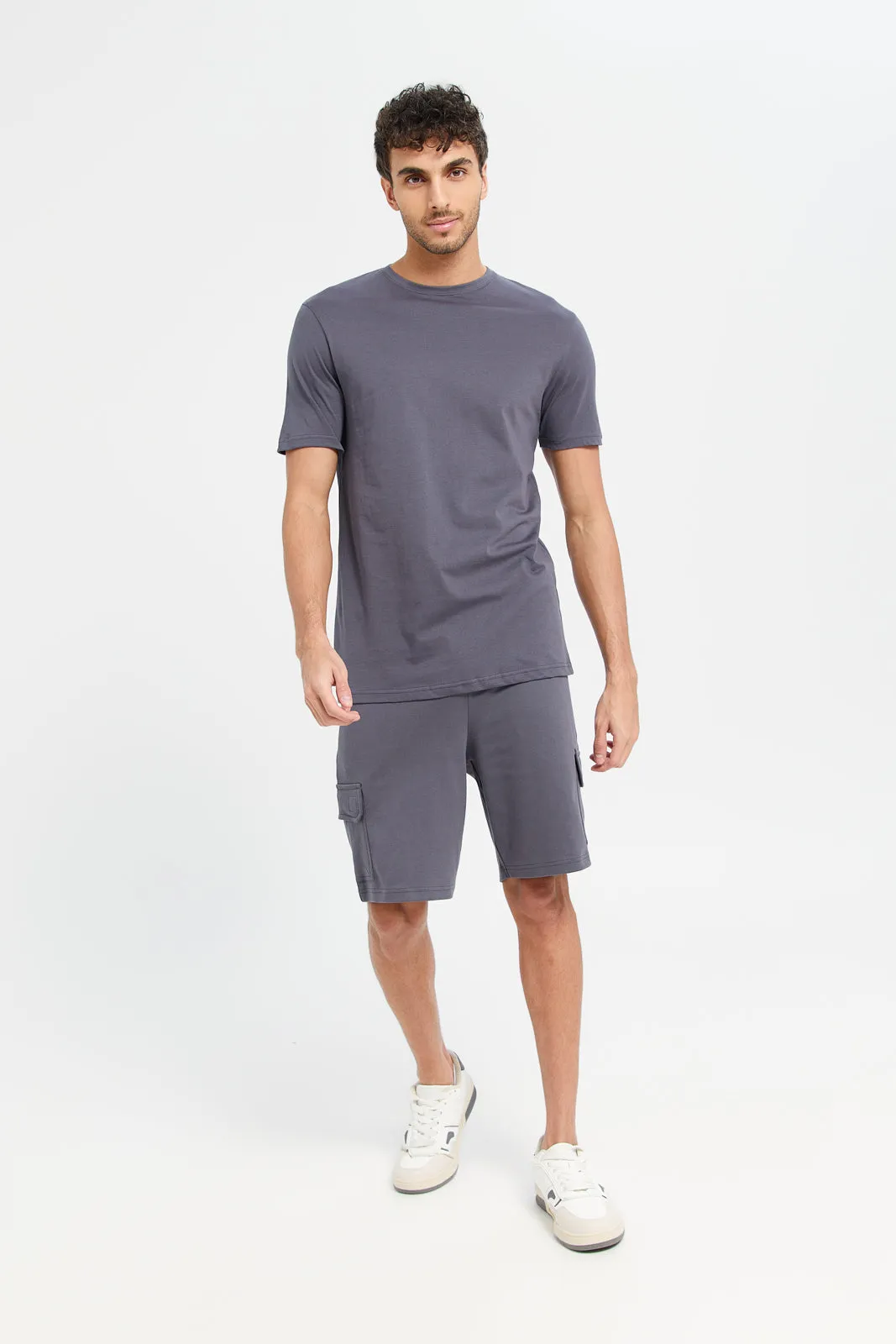 Men Charcoal Cargo Shorts