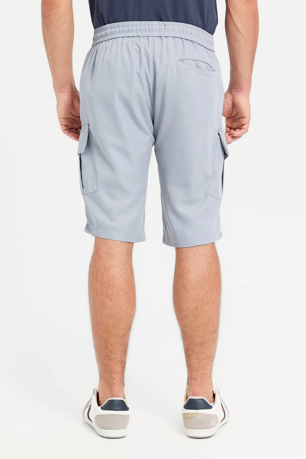 Men Grey Cargo Pocket Shorts