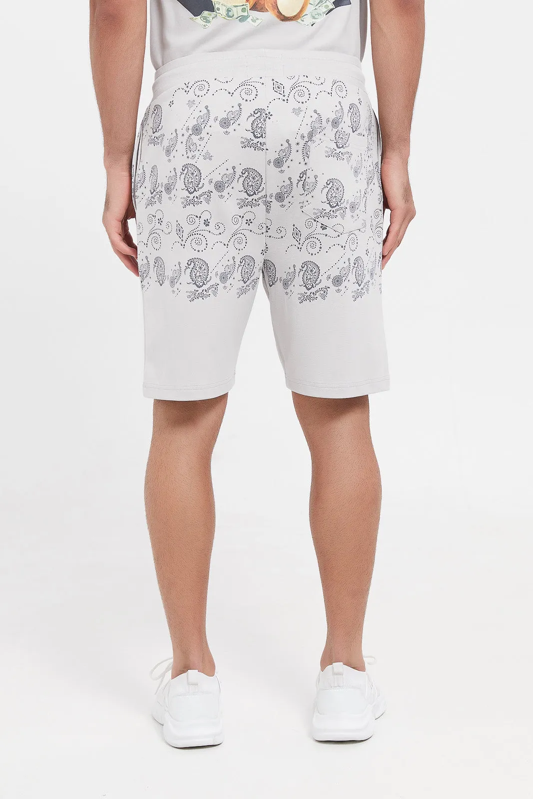 Men Grey Printed Lounge Short