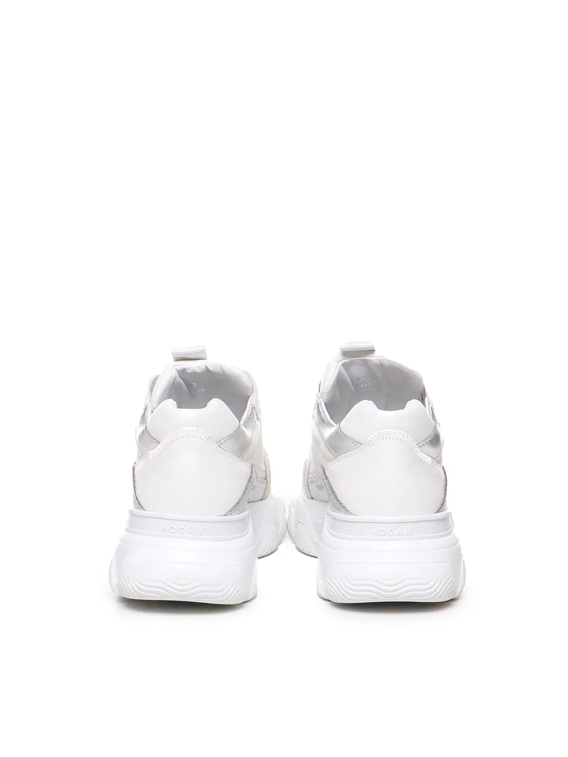 Metallic White Leather Sneakers