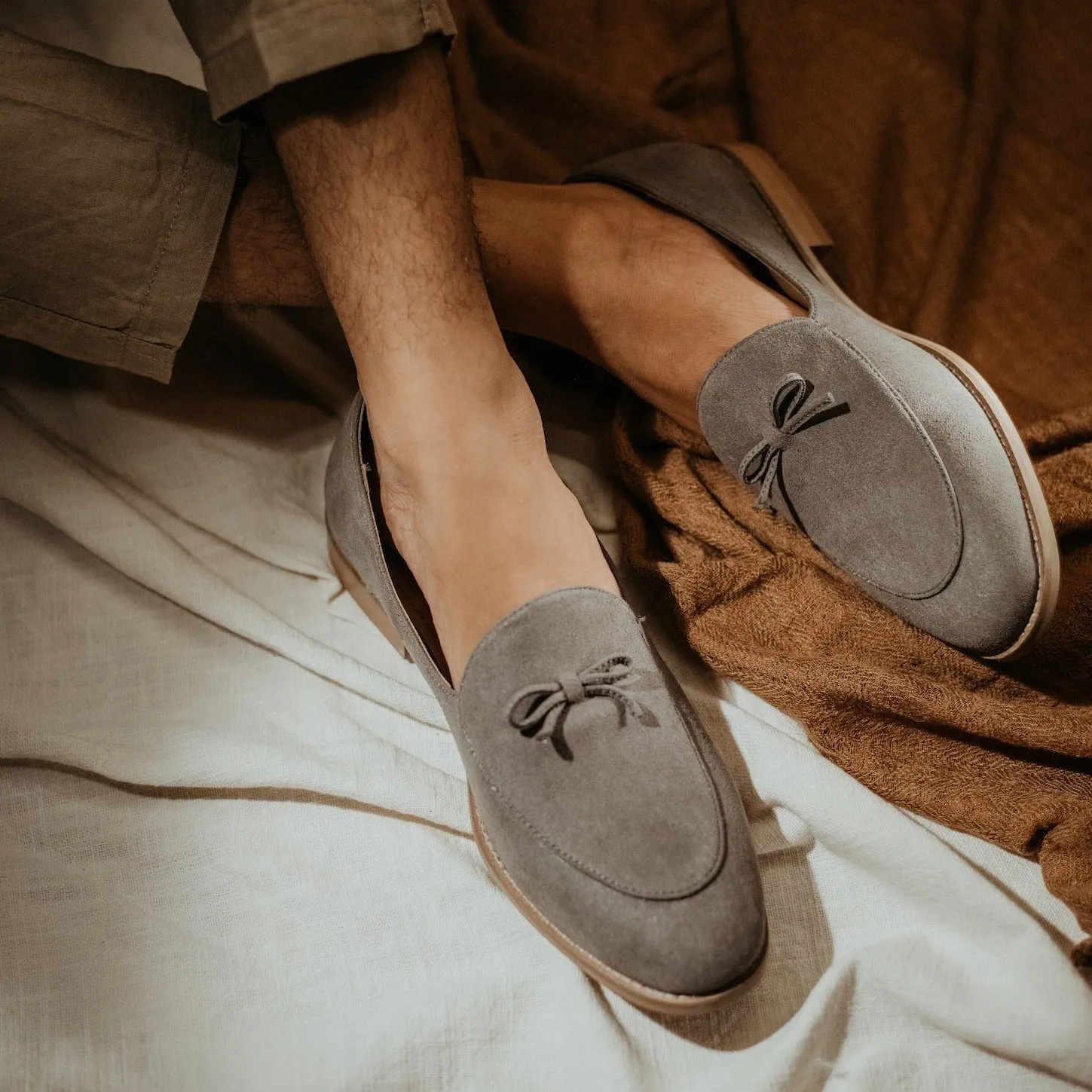 Monkstory Wyld Faux-Suede Slip-Ons – Pastel Grey