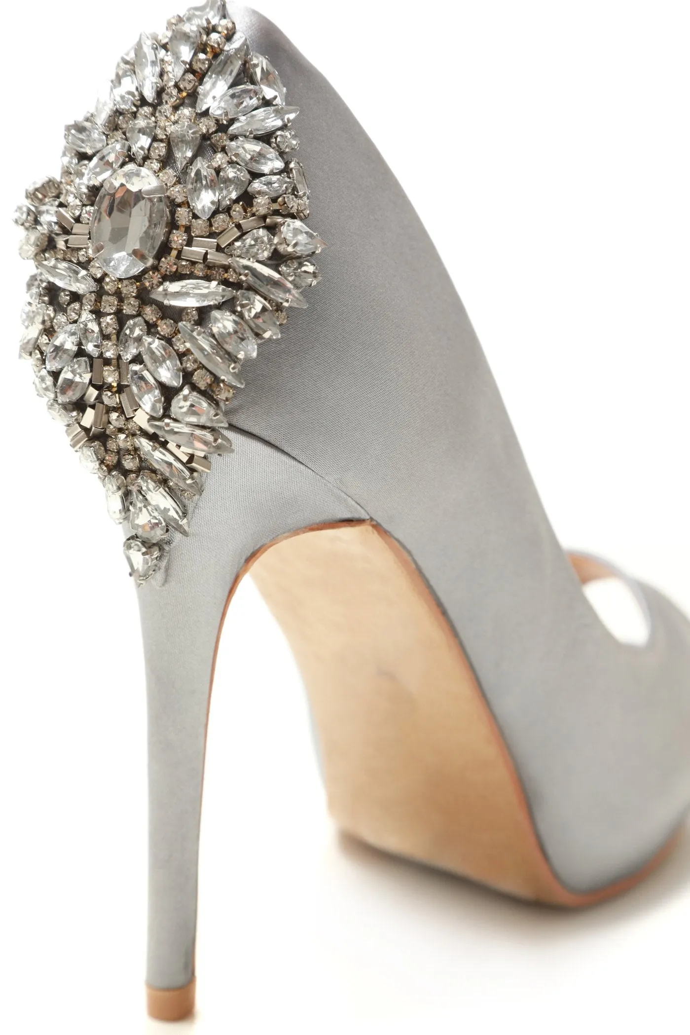 Nina peep toe with diamante gems on back